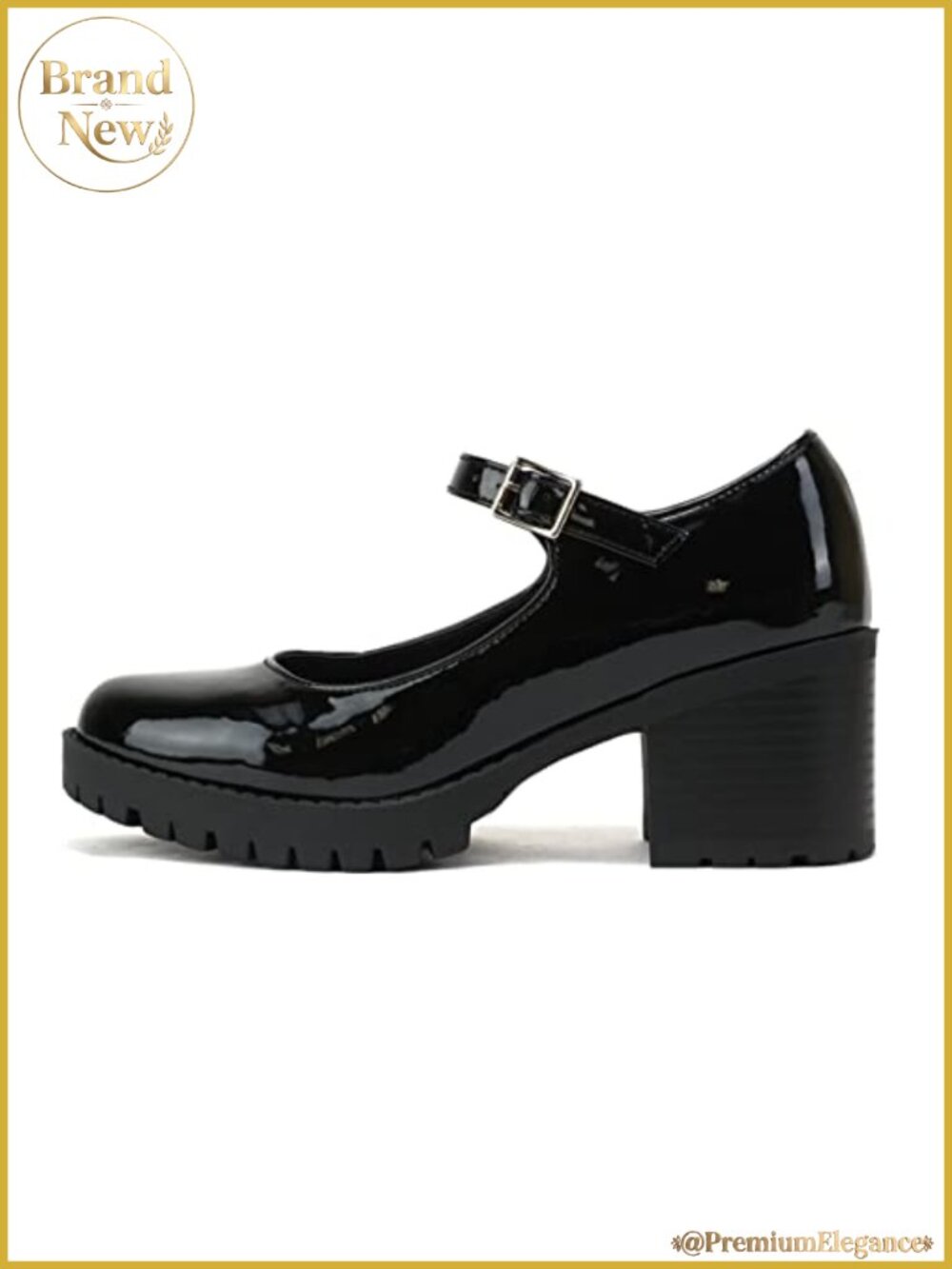 Mary Jane Pump Chunky Block Heel Adjustable Strap Round Toe Business Casual